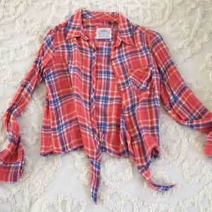 Barley worn Justice flannel